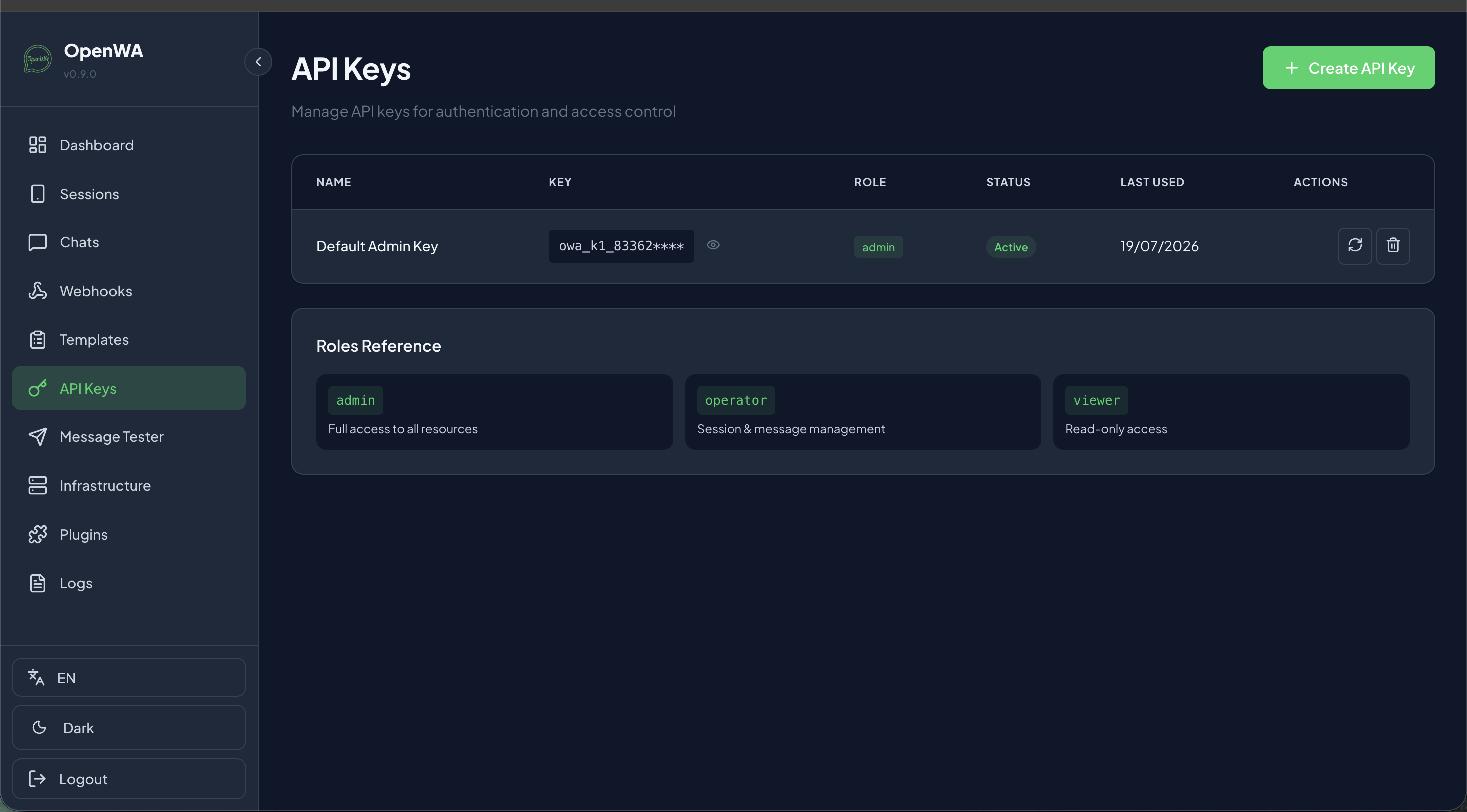 OpenWA API Keys