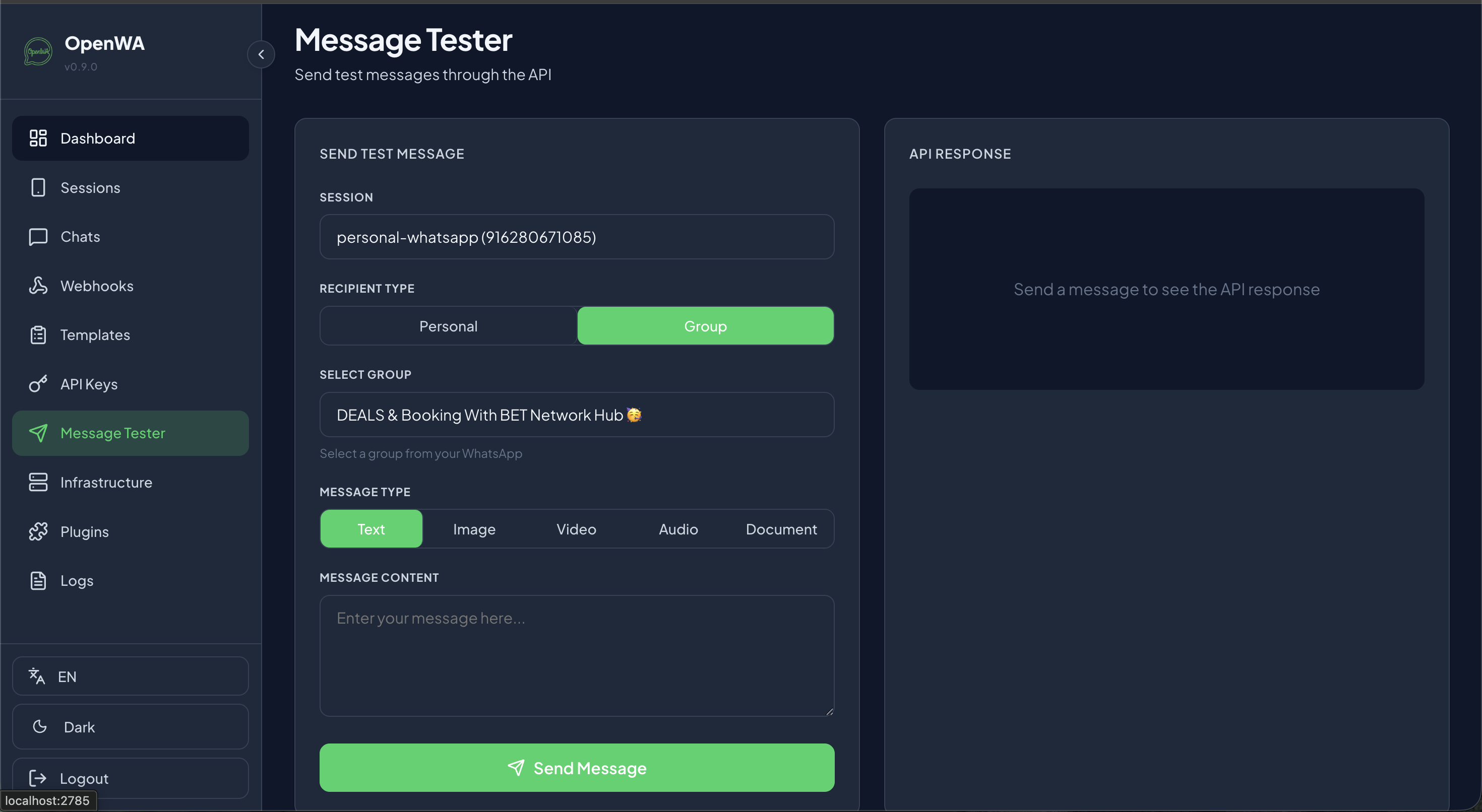 OpenWA Message Tester
